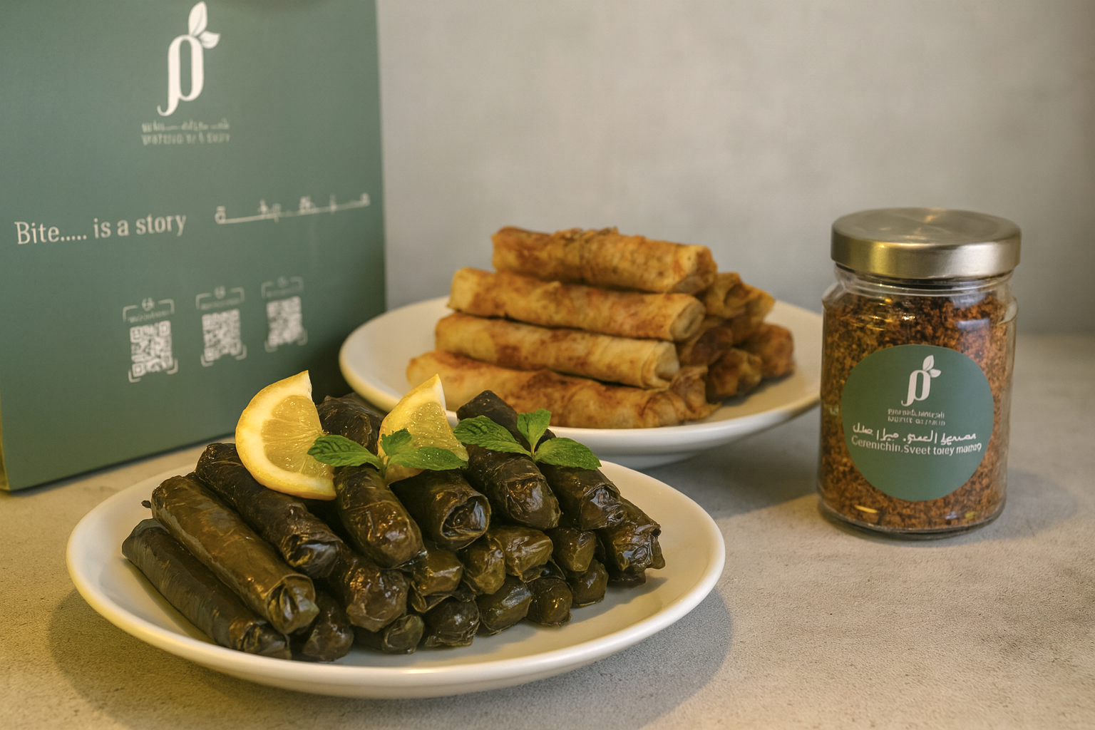 علبة ورق عنب بالليمون + علبة رولات مسخن الدجاج المقرمشة + معبوج 